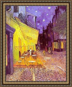 The Night Cafe Framed Paintings - Cafe Terrace at Night by Vincent van Gogh
