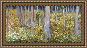 Brazilian Forest Framed Paintings - Couple walking in the forest by Vincent van Gogh
