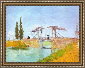The Lady of Shalott Framed Paintings - Drawbridge with a Lady with a Parasol by Vincent van Gogh