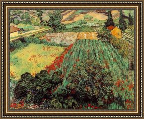 Poppies Framed Paintings - Field with Poppies by Vincent van Gogh
