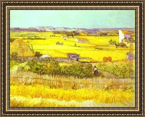Landscape Framed Paintings - Harvest Landscape by Vincent van Gogh