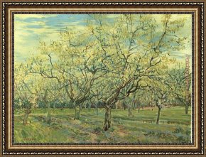 Pear Tree Framed Paintings - Orchard with Blossoming Plum Trees by Vincent van Gogh