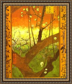 Pear Tree Framed Paintings - Plum tree in Bloom  after Hiroshige by Vincent van Gogh