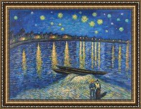 The Night Cafe Framed Paintings - Starry Night Over the Rhone 2 by Vincent van Gogh