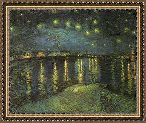 The Night Cafe Framed Paintings - Starry Night over the Rhone I by Vincent van Gogh