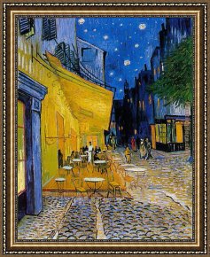 The Night Cafe Framed Paintings - The Cafe Terrace by Vincent van Gogh