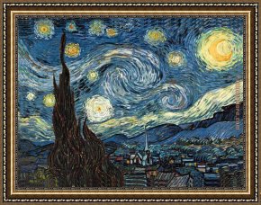 The Night Cafe Framed Paintings - The Starry Night 2 by Vincent van Gogh
