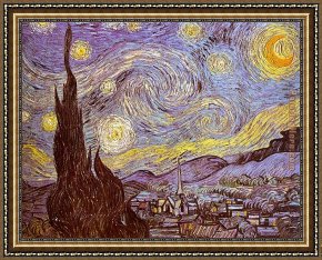 Vue De Saintes Maries 1888 Framed Paintings - The Starry Night Saint-Remy by Vincent van Gogh