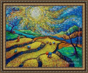 Jacob's Dream Framed Paintings - Toil Today Dream Tonight by Vincent van Gogh