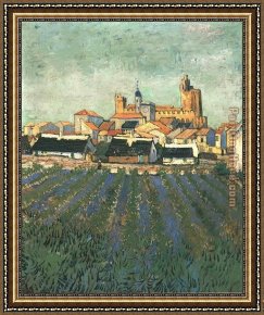 Vue De Saintes Maries 1888 Framed Paintings - Vue de Saintes Maries 1888 by Vincent van Gogh