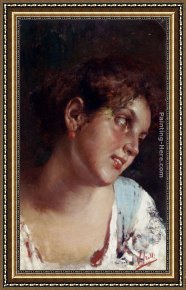 Portrait of a Young Benedictine Framed Paintings - Portrait Of A Young Girl by Vincenzo Irolli