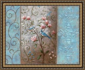 Bleue Framed Paintings - Elegance en Soie Bleue II by Vivian Flasch