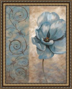 Bleue Framed Paintings - Fleur Bleue I by Vivian Flasch