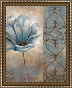 Bleue Framed Paintings - Fleur Bleue II by Vivian Flasch