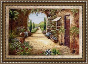 Gardens of The Vatican Framed Paintings - Secret Garden I by Vivian Flasch