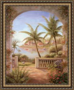 Tropical Framed Paintings - Tropical Terrace II by Vivian Flasch