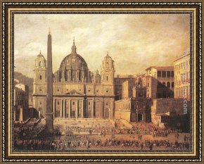 The Colosseum Rome Framed Paintings - St Peter's, Rome by Viviano Codazzi