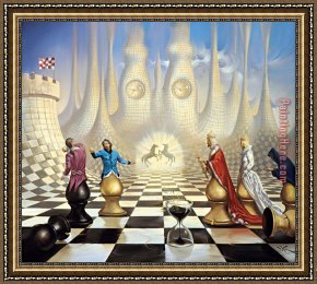 Chess Game, 1890, Oil Painting, Framed