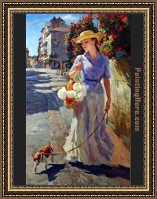 Woodland Walk Framed Paintings - A Walk in Sunshine by Vladimir Volegov