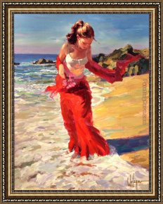 Puffins Over Sea Framed Paintings - Beyond the Sea by Vladimir Volegov