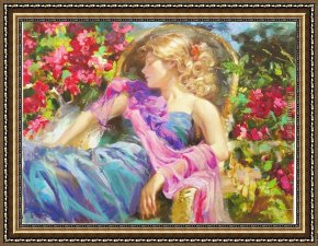 Gardens of The Vatican Framed Paintings - Sun Drenched Garden by Vladimir Volegov