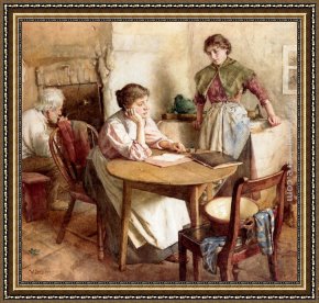 Intimate Thoughts Framed Paintings - Thoughts Far Away by Walter Langley