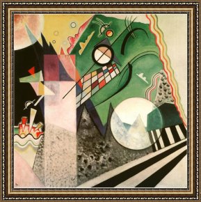 Calla-green Framed Paintings - Green Composition 1923 by Wassily Kandinsky