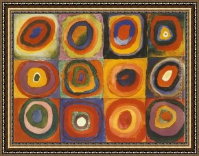 Town Square Framed Paintings - Squares with Concentric by Wassily Kandinsky