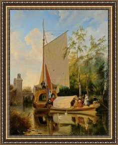 Nuyen Framed Paintings - The Boating Party by Wijnandus Johannes Josephus Nuyen