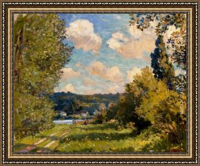 Port, Framed Paintings - Vieux Port Sur La Seine, Normandy by Wilfred Gabriel de Glehn