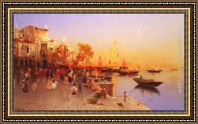 Port, Framed Paintings - An Italian Port by Wilhelm von Gegerfelt