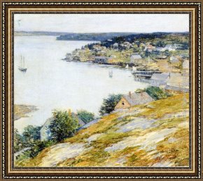 East Bergholt Rectory Framed Paintings - East Boothbay Harbor by Willard Leroy Metcalf
