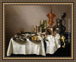 The Titan's Goblet Framed Paintings - Still Life with a Gilt Goblet by Willem Claesz Heda