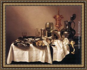 The Titan's Goblet Framed Paintings - Still-life with Gilt Goblet by Willem Claesz Heda