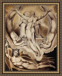 St Augustine Washing The Feet of Christ Framed Paintings - Christ as the Redeemer of Man by William Blake
