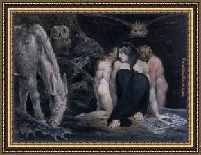 Fate of The Animals Framed Paintings - Hecate or the Three Fates by William Blake