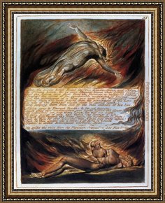 St Augustine Washing The Feet of Christ Framed Paintings - The Descent of Christ by William Blake