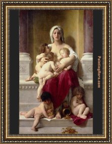 William Bouguereau Framed Paintings - Charity by William Bouguereau