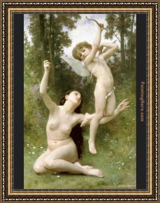 In Love Framed Paintings - Love Takes Flight by William Bouguereau