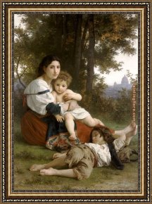 Rest Framed Paintings - Rest by William Bouguereau