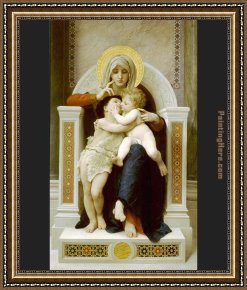 Vue De Saintes Maries 1888 Framed Paintings - the Baby Jesus and Saint John the Baptist by William Bouguereau