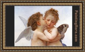 The Kiss (le Baiser _ Il Baccio) Framed Paintings - the first kiss by William Bouguereau