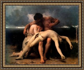 William Bouguereau Framed Paintings - The First Mourning by William Bouguereau