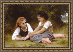 William Bouguereau Framed Paintings - The Nut Gatherers by William Bouguereau