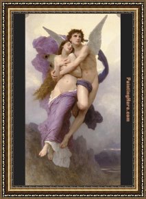 Cupid And Psyche As Children Framed Paintings - The Rapture of Psyche by William Bouguereau