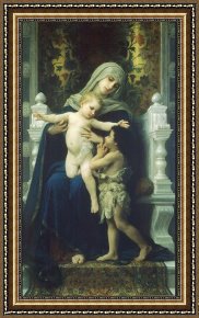 Vue De Saintes Maries 1888 Framed Paintings - The Virgin Baby Jesus and Saint John the Baptist by William Bouguereau