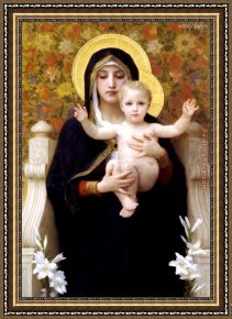William Bouguereau Framed Paintings - The Virgin of the Lilies by William Bouguereau
