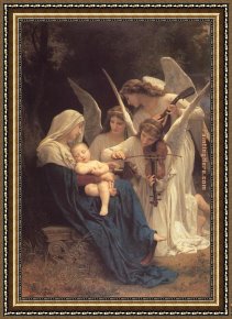 William Bouguereau Framed Paintings - The Virgin with Angels by William Bouguereau