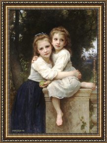 William Bouguereau Framed Paintings - Two Sisters by William Bouguereau