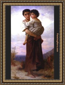William Bouguereau Framed Paintings - Young Gypsies by William Bouguereau